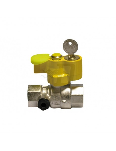 VALVOLA SFERA GAS FF 3/4 CON SERRATURA E PRESA PRESSIONE