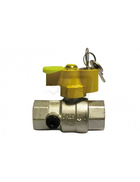 VALVOLA SFERA GAS FF CON SERRATURA E PRESA PRESSIONE 1"