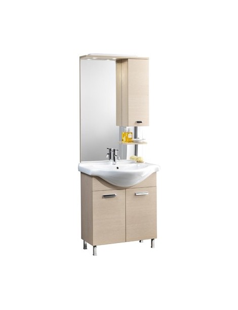 MOBILE BAGNO KARINE CON LAVATOIO INTEGRALE SPECCHIO CM.75 ROVERE CHIARO
