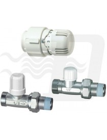 KIT VALVOLA+DETENTORE DIRITTO+TESTA TERMOSTATICA ATTACCO RAME 1/2 FAR