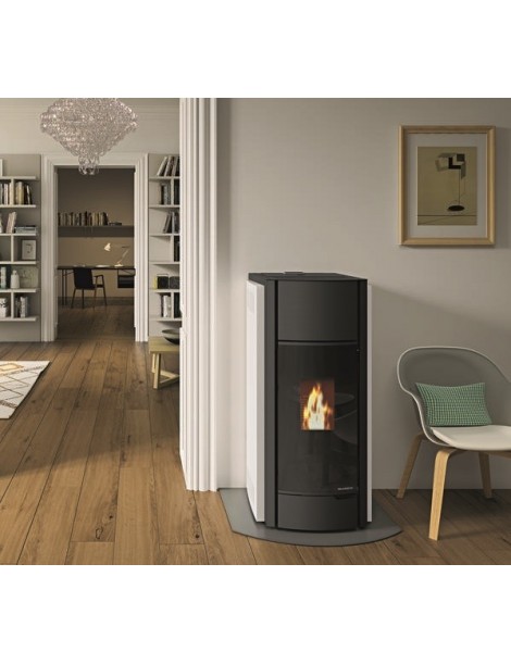 Stufa a Pellet JULIE 9 US USCITA FUMI COASSIALI SUPERIORE  9kW METALLO VERNICIATO BIANCO Palazzetti
