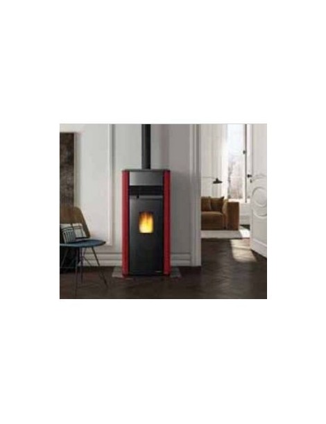 Stufa a Pellet AURORA US 9 USCITA FUMI SUPERIORI 9 kw METALLO VERNICIATO ROSSO Palazzetti