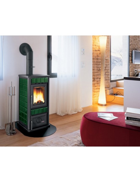 Focolare legna - Pellet DIANA S  6kw METALLO/CERAMICA VERDE ACQUA Palazzetti