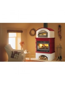 Focolare legna - Pellet INGRID CON FORNO  12kw CERAMICA ROSSO BORDEAUX Palazzetti