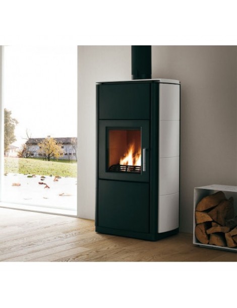 Focolare legna - Pellet LIVIA  9kw ACCIAIO VERNICIATO/CERAMICA ROSSO Palazzetti