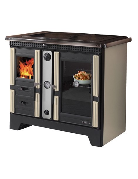 TERMOCUCINA A LEGNA IN MAIOLICA E ACCIAIO MOD. ELSA 22.3 KW