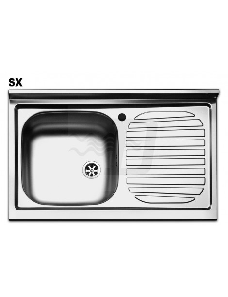 LAVELLO APPOGGIO ACCIAIO INOX 1 VASCA CM.80 DX
