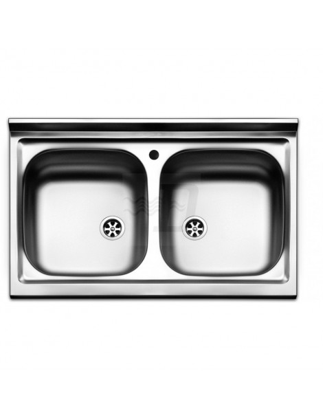LAVELLO APPOGGIO ACCIAIO INOX 2 VASCHE CM 80