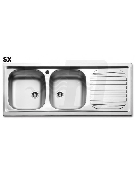 LAVELLO INCASSO ACCIAIO INOX 2 VASCA CM.116SX