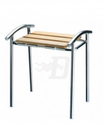 SGABELLO BAGNO IN LEGNO E STRUTTURA ACCIAIO CROMATO