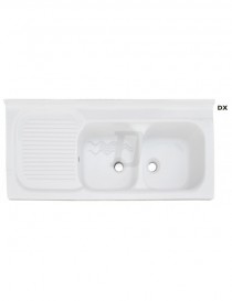 LAVELLO APPOGGIO IN  CERAMICA  2 VASCHE SX