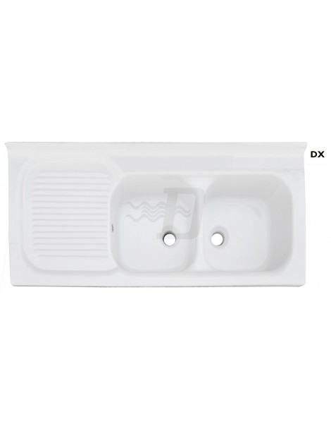 LAVELLO APPOGGIO IN  CERAMICA  2 VASCHE SX