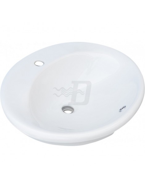 LAVABO BIANCO SOPRA - PIANO CON FORO  RUBINETTO CM 57x49 LINPHA