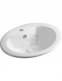 LAVABO BIANCO SOPRA-PIANO CON FORO RUBINET. LS 66 CM. 56x46 LINPHA