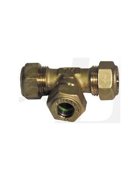 RACCORDO A COMPRESSIONE A "T" INTERMEDIO O-RING GAS 22 TIEMME