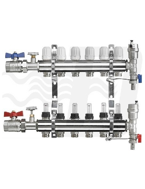 COLLETTORE DI DISTRIBUZIONE PREMONTATO IN OTTONE G1"X G3/6 USCITE ERCOS