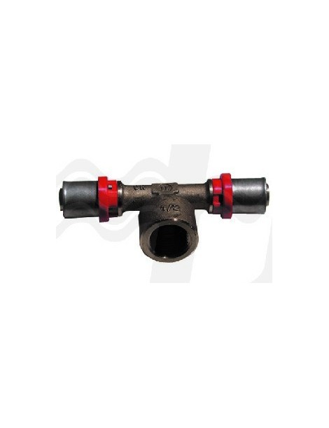 RACCORDO PRESSARE A T FEMMINA 1"x63 PER TUBO MULTISTRATO TIEMME