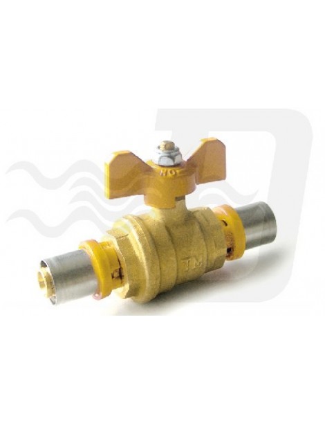 VALVOLA A SFERA PER GAS CON LEVA FARFALLA DIAM.20 PER TUBO MULTISTRATO TIEMME