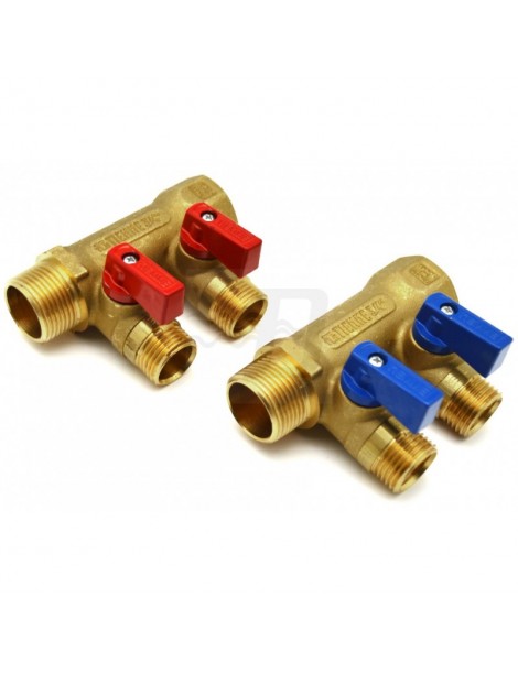 COLLETTORE NINO GIALLO CON VALVOLE SFERA 3/4x1/2 2V