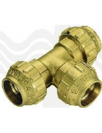 RACCORDO A TEE IN OTTONE TIEMME DOPPIO 40 PER POLIETILENE
