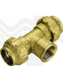 RACCORDO A TEE FEMMINA IN OTTONE TIEMME 1"X32 PER POLIETILENE
